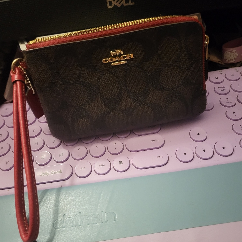 Coach double zipper wristlet